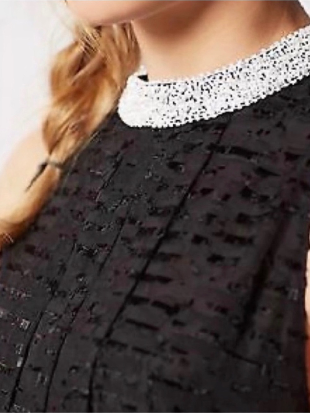 Sachin Babi Black Lace Pearl Beaded Mock Neck Hi-Low Swing Top 6 - Picture 3 of 8